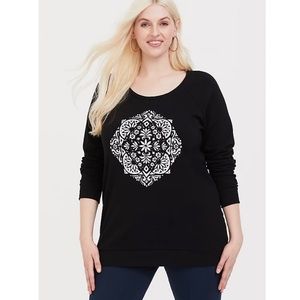 Torrid Black Mandala Tunic Sweatshirt